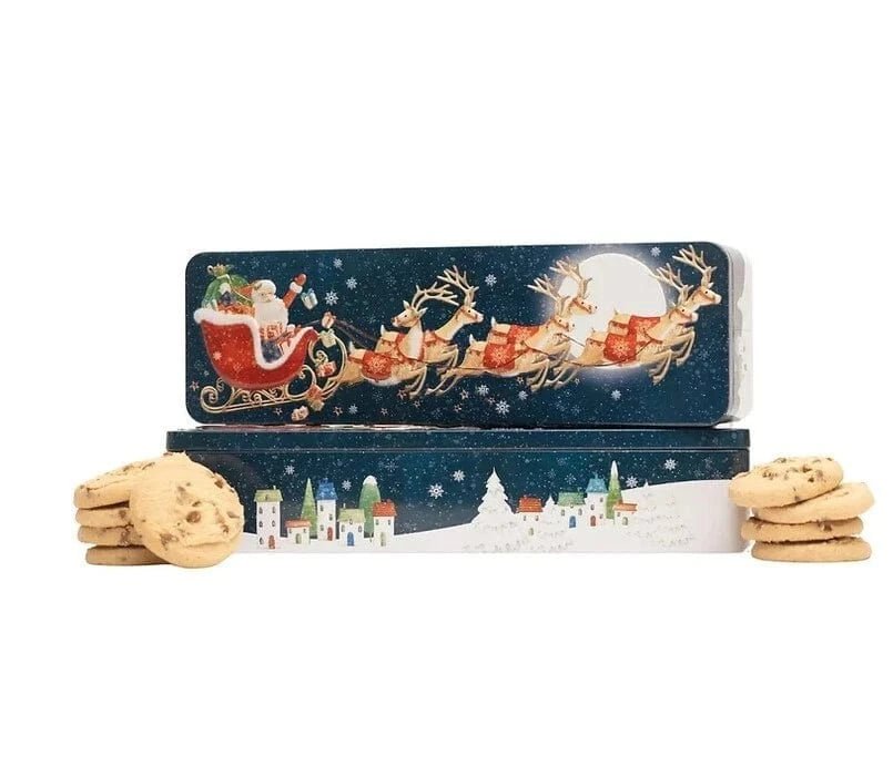 Farmhouse Biscuits Christmas Flying Santa Tin - Cookies