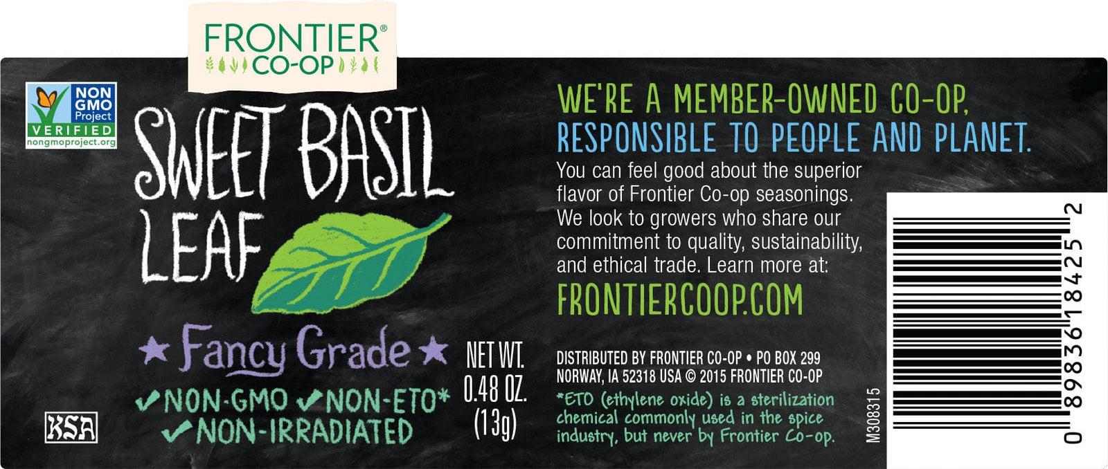 Frontier Co-Op Sweet Basil Leaf .48 oz - Spices