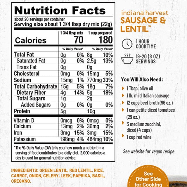 Frontier Soups Frontier Soups Indiana Harvest Sausage & Lentil Soup 16 oz