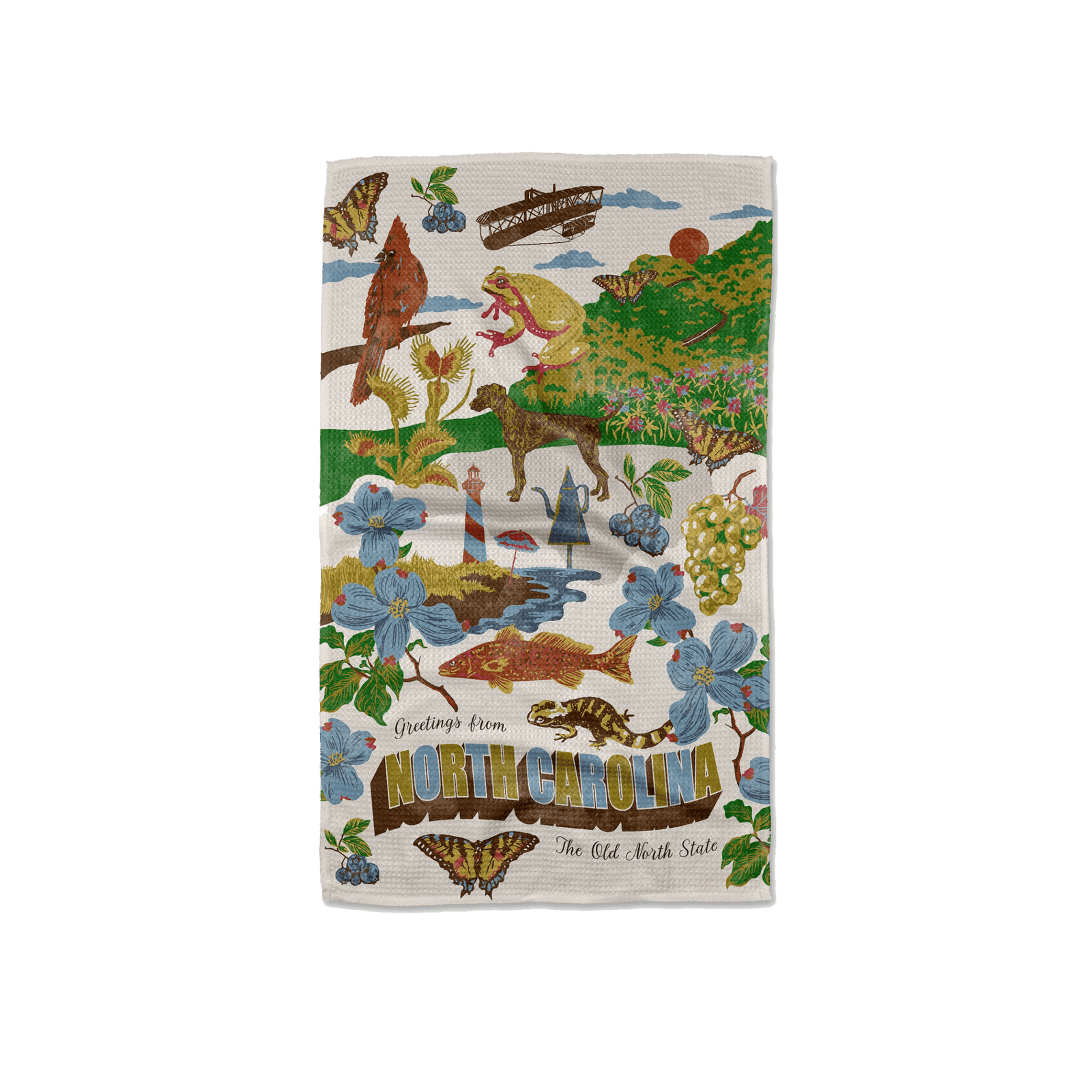 Greetings From North Carolina Tea Towel - North Carolina Gifts