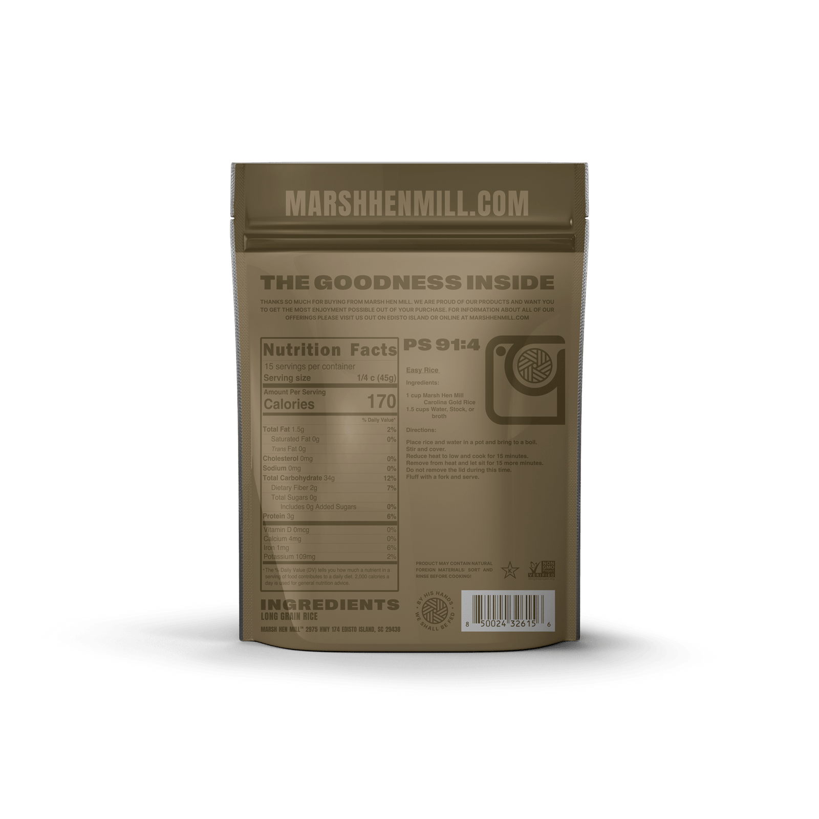 Marsh Hen Mill Carolina Gold Rice 1.5 lbs - Grains & Cereal