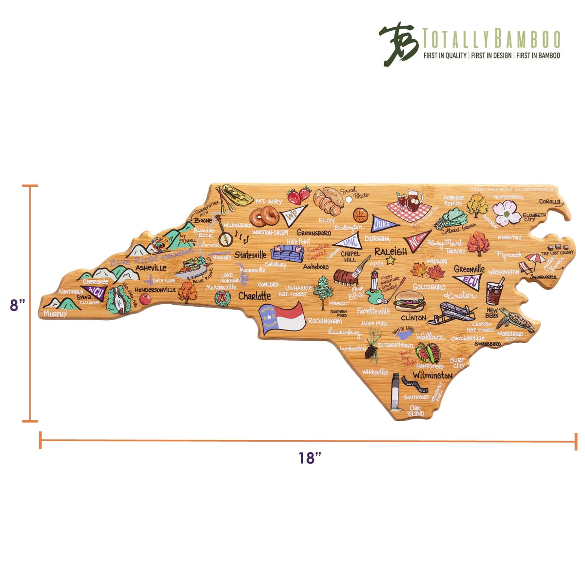 Totally Bamboo North Carolina Cutting & Serving Board
