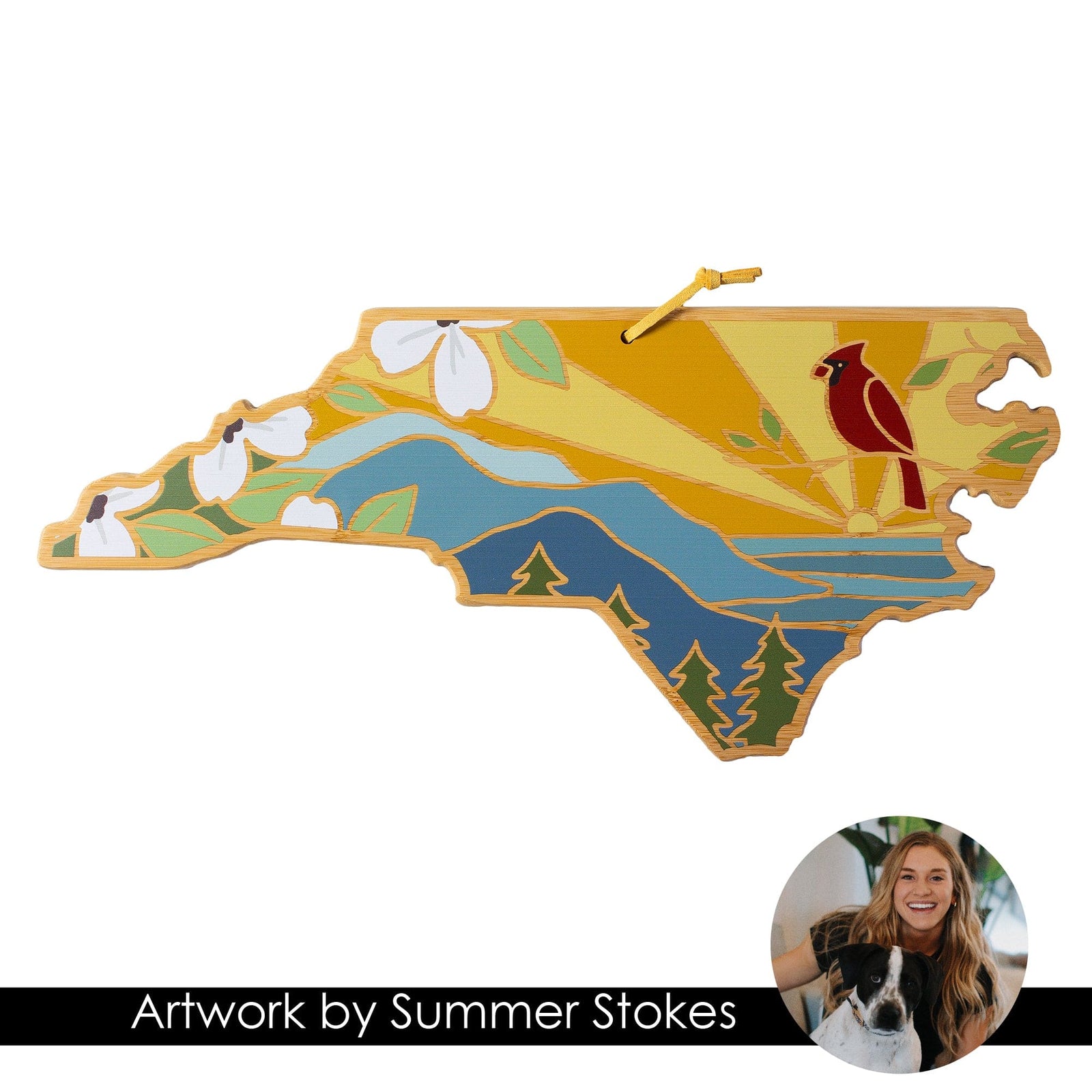 North Carolina Cutting & Serving Board With Artwork by Summer Stokes - North Carolina Gifts