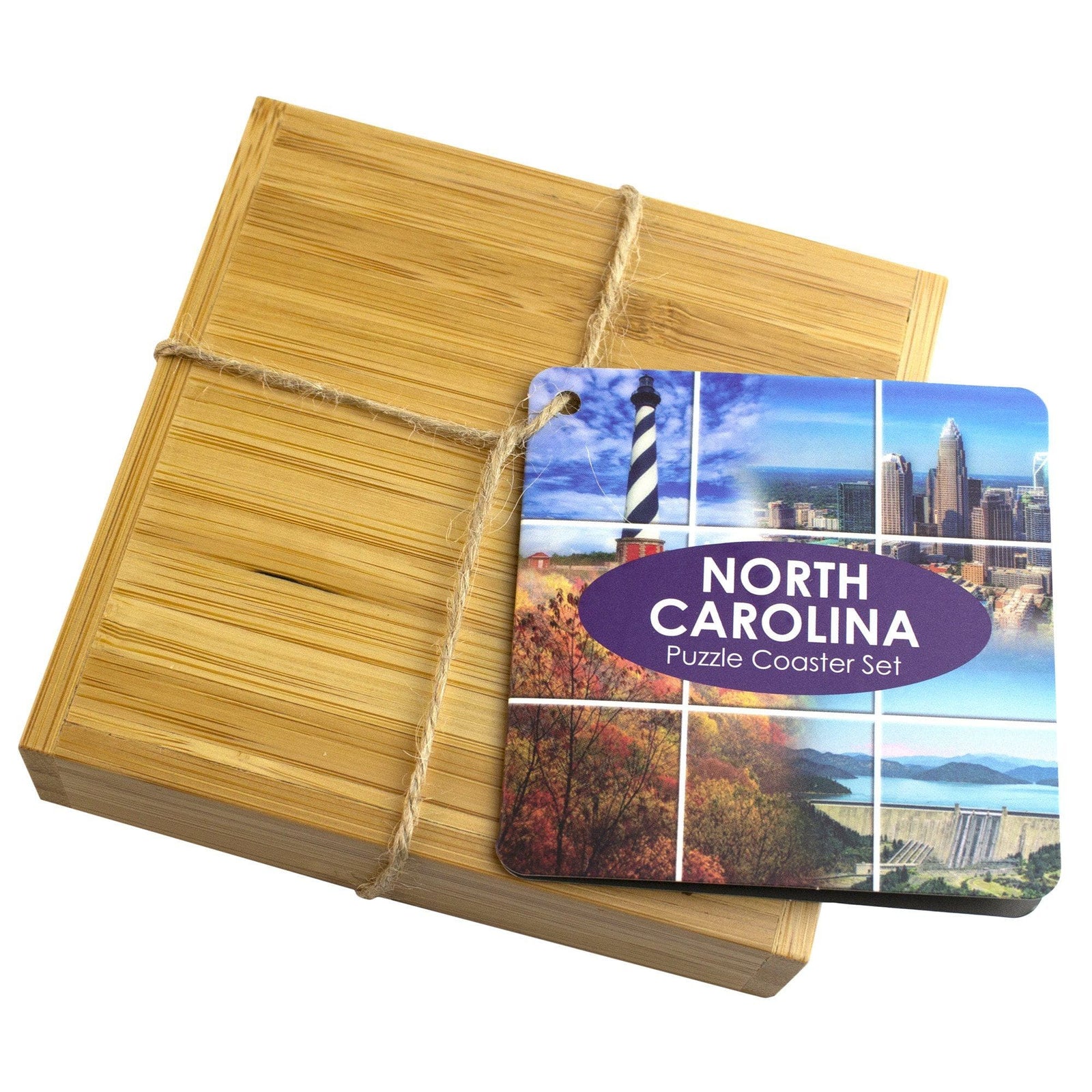North Carolina State Puzzle 4-PC Coaster Set with Case - North Carolina Gifts