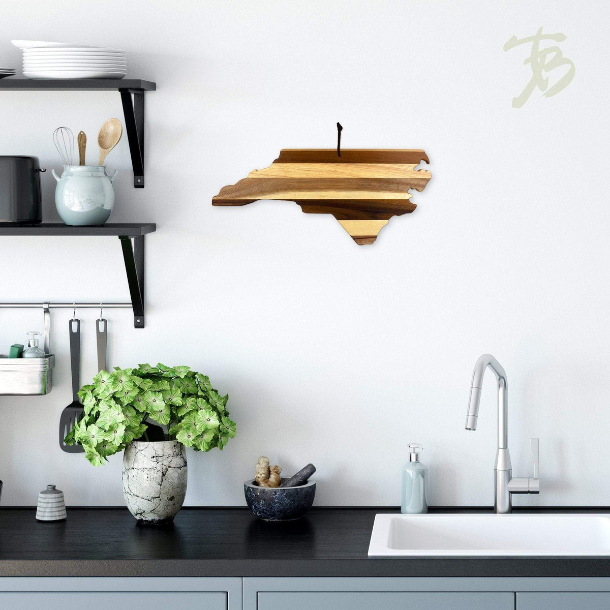 Totally Bamboo Rock & Branch Shiplap Series North Carolina Shaped Wood Serving and Cutting Board