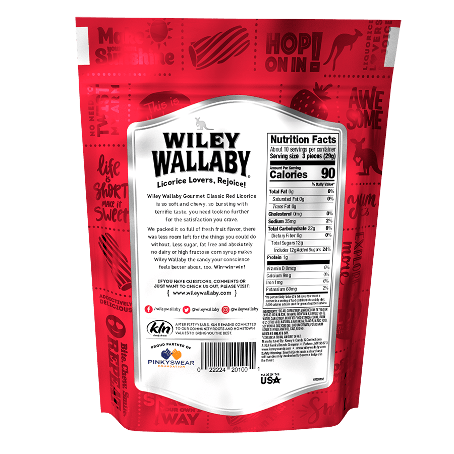 Wiley Wallaby Soft & Chewy Classic Red Licorice 10 oz - Old Fashioned Candy