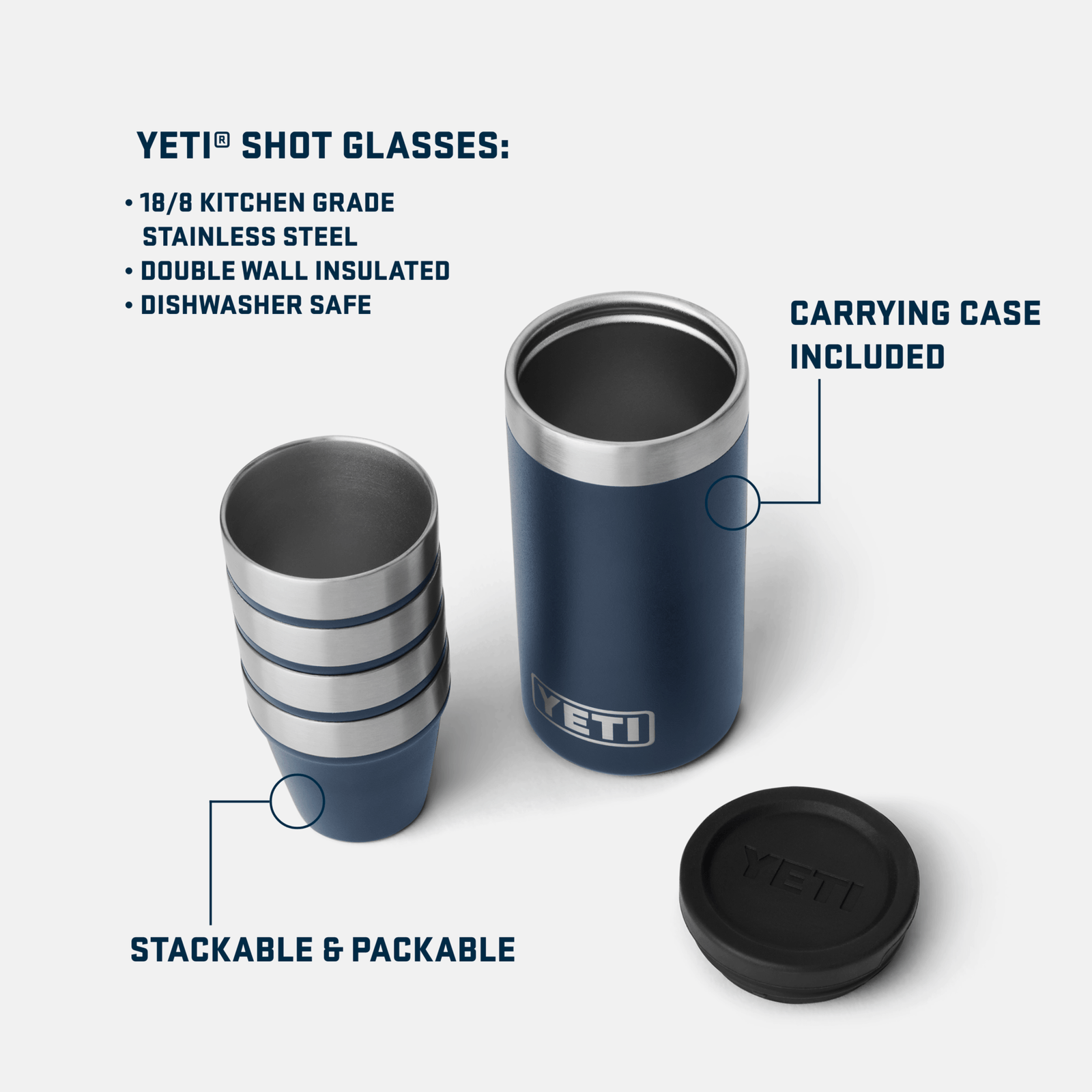 YETI YETI Shot Glasses with Carrying Case - Black