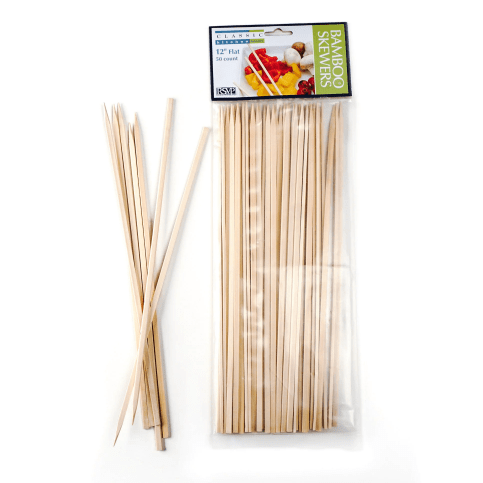 12" Heavy Bamboo Skewers Pack of 50 - BBQ Tool