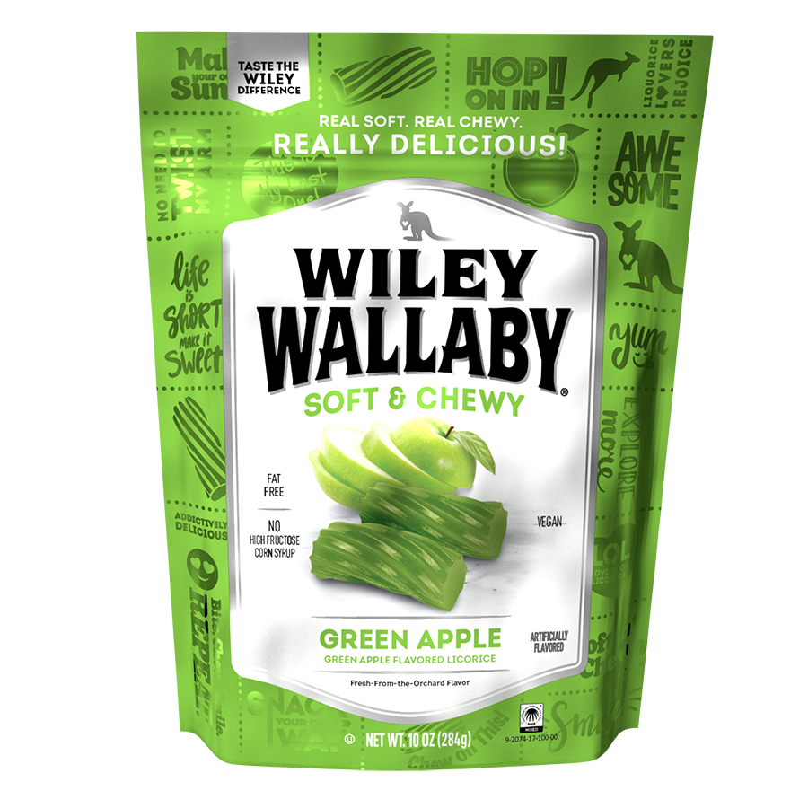 Wiley Wallaby Soft & Chewy Green Apple Licorice 10 oz