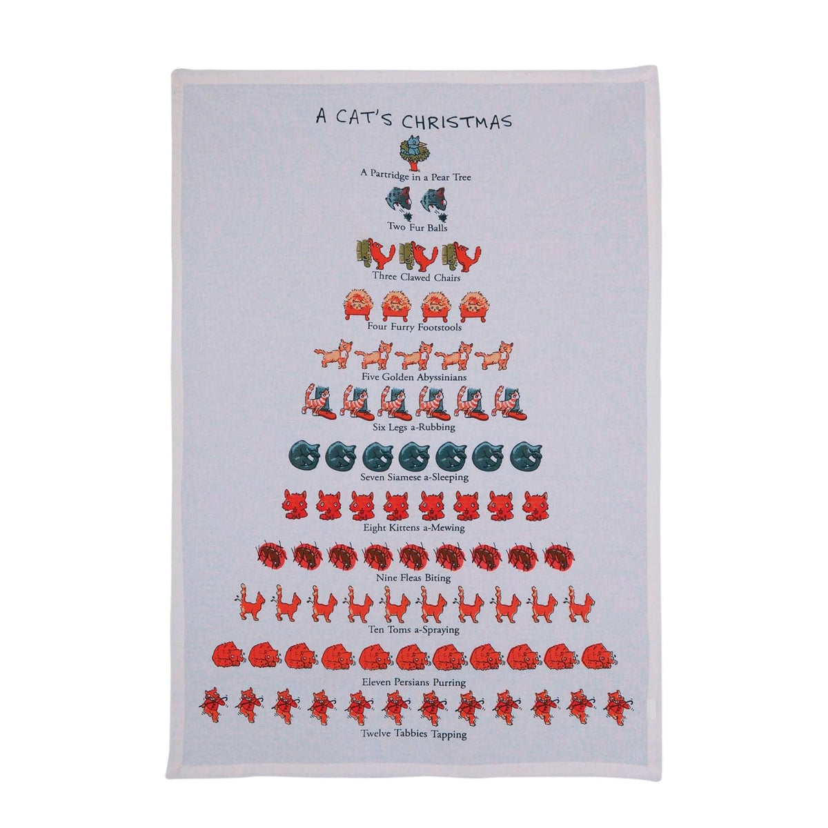 Pekin Handcraft A Cat&#39;s Christmas 100% Cotton Kitchen Tea Towel - 18&quot; x 26&quot;