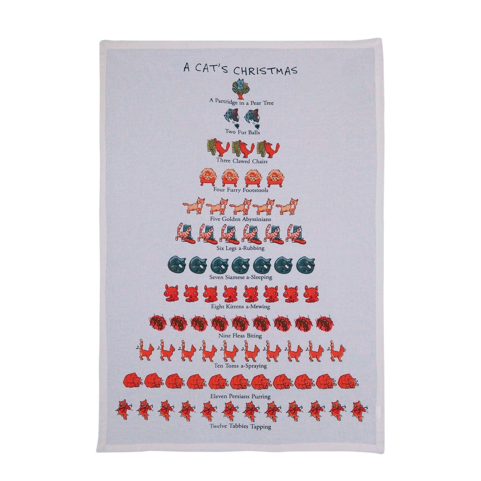 Pekin Handcraft A Cat's Christmas 100% Cotton Kitchen Tea Towel - 18" x 26"
