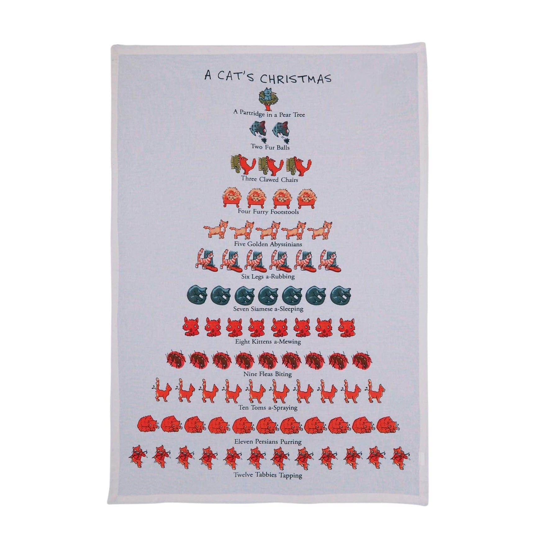 Pekin Handcraft A Cat's Christmas 100% Cotton Kitchen Tea Towel - 18" x 26"