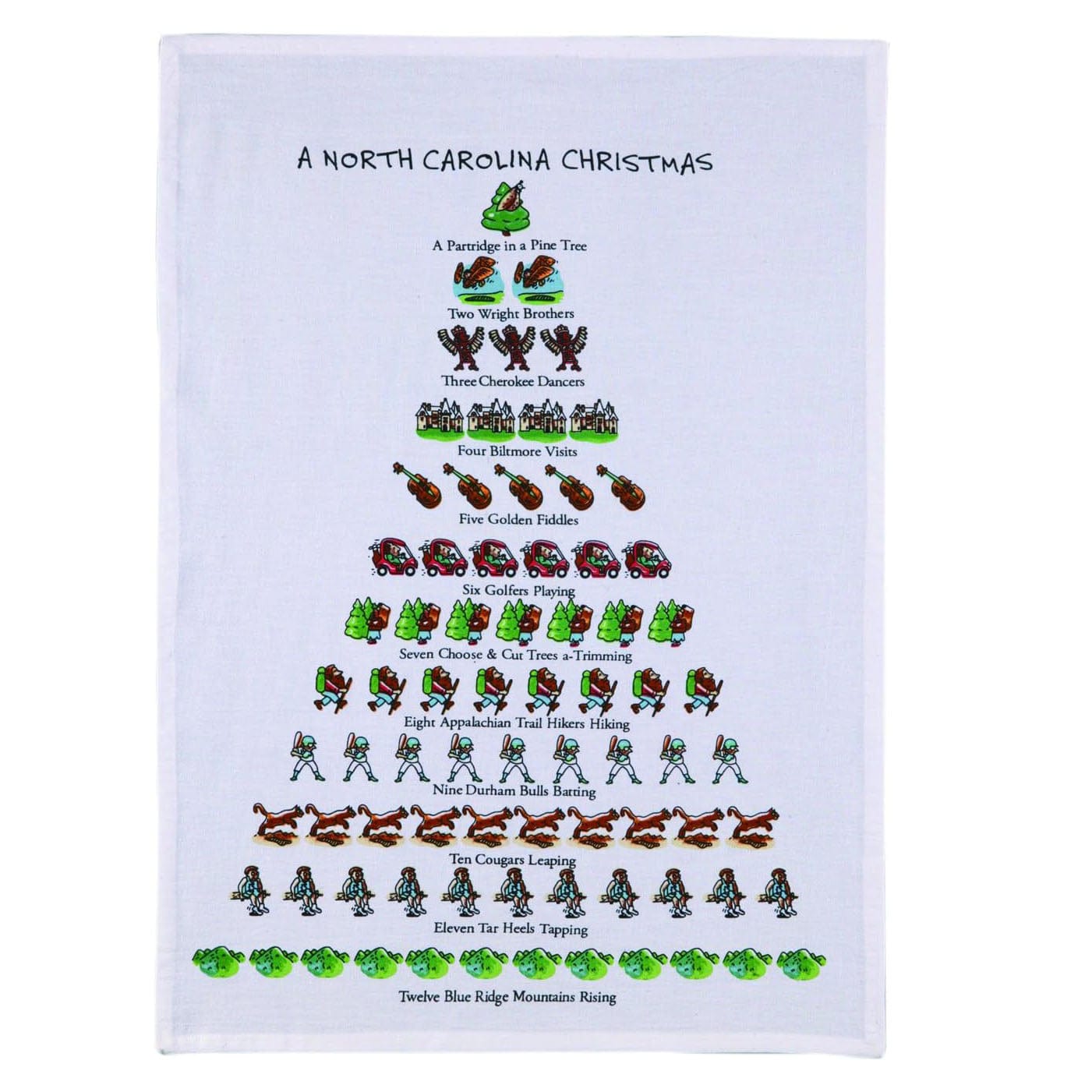 Pekin Handcraft A North Carolina Christmas 100% Cotton Kitchen Towel