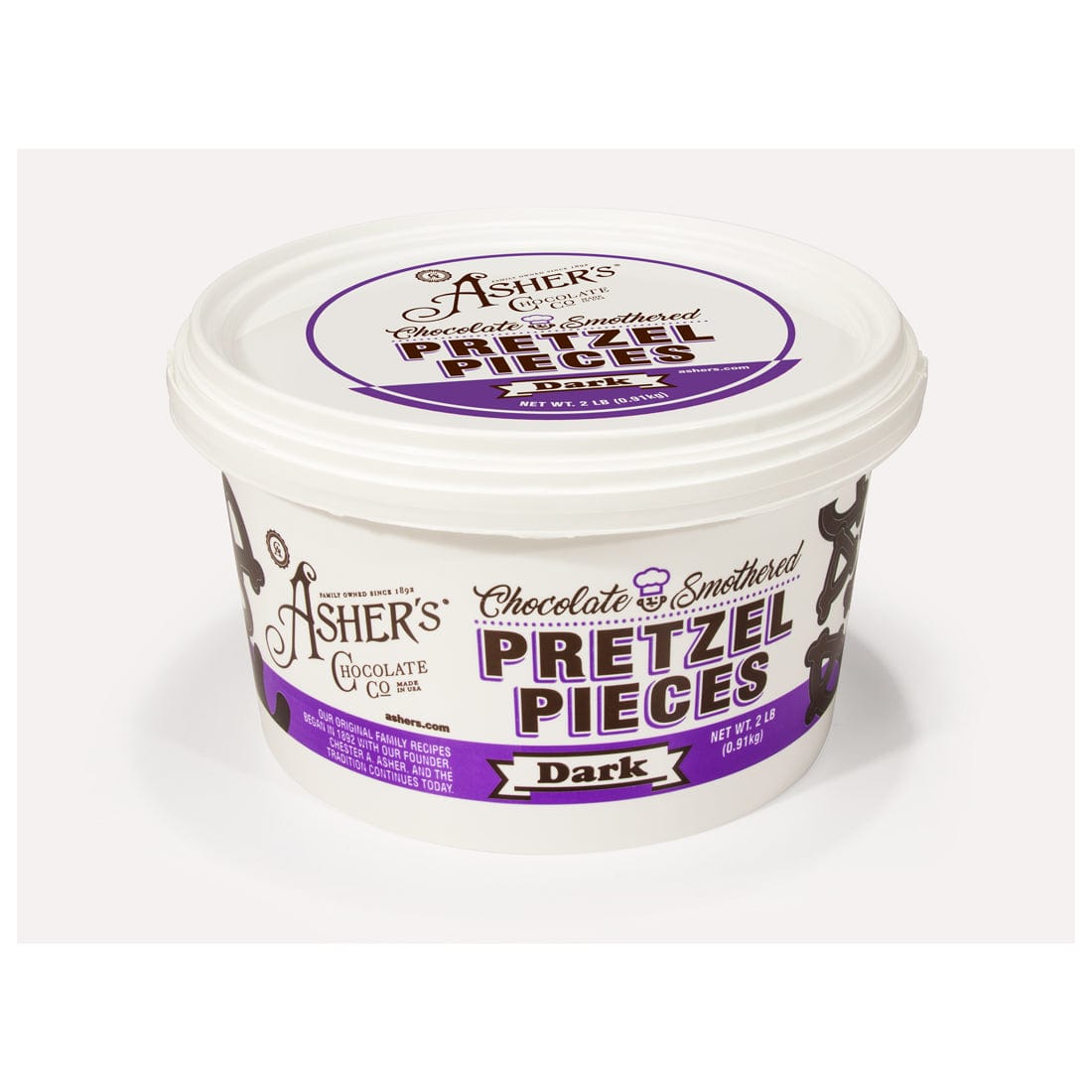 Asher's Asher's Dark Chocolate Smothered Pretzel Pieces – 2 lb. Pail