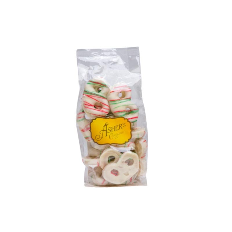 Asher's Holiday Mini Pretzels in White Chocolate - Chocolate