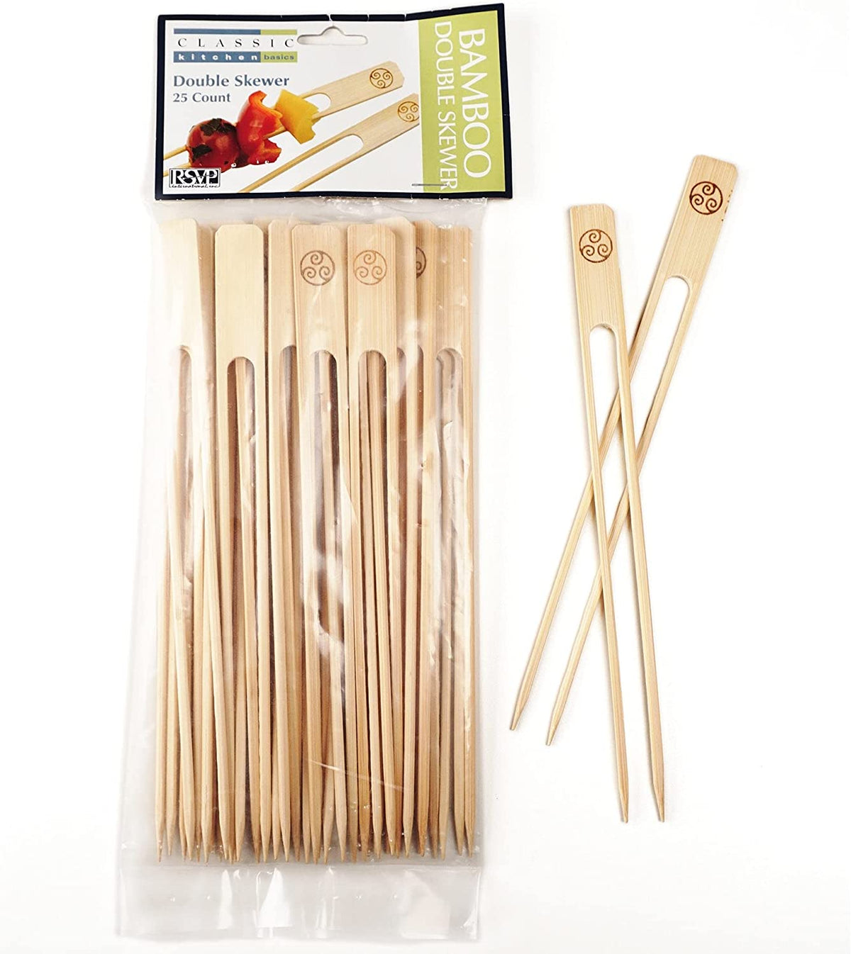 Bamboo Double Skewers Pack of 25 - BBQ Tool