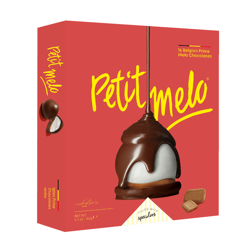 Belgian Chocolate Petit Melo with Speculoos 16 pc Box - Chocolate