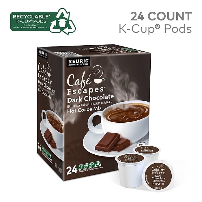 Keurig Cafe Escapes Dark Chocolate Hot Cocoa K-Cups 24 Pack