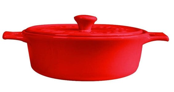 Ceramic Brie Baker with Lid - Red - Baking DIsh