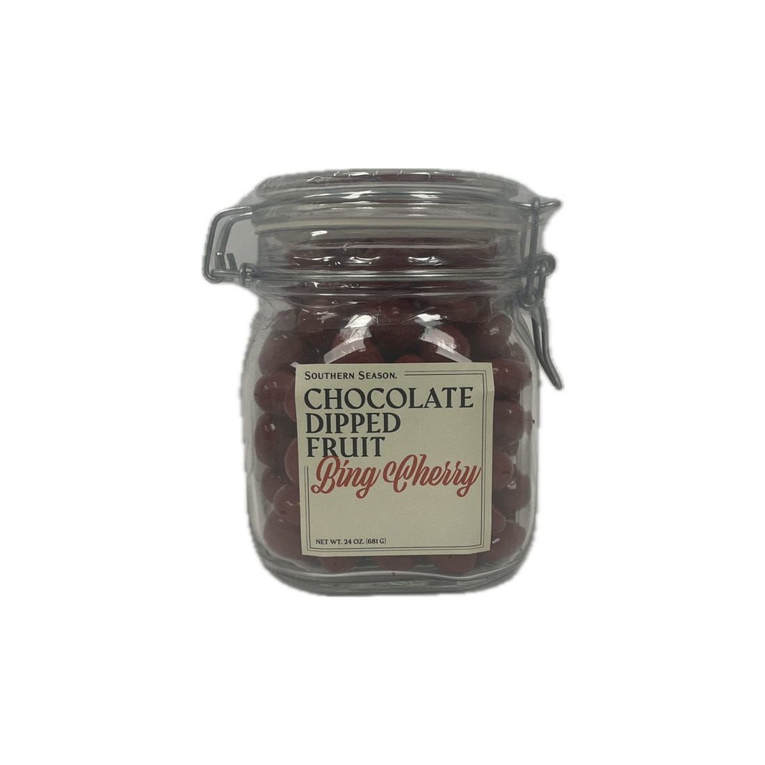 Southern Season Chocolate-Dipped Bing Cherries 24 oz Fido Jar