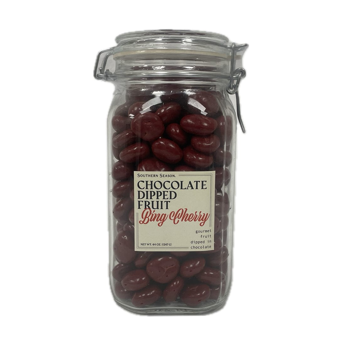 Southern Season Chocolate-Dipped Bing Cherries 44 oz FIDO Jar