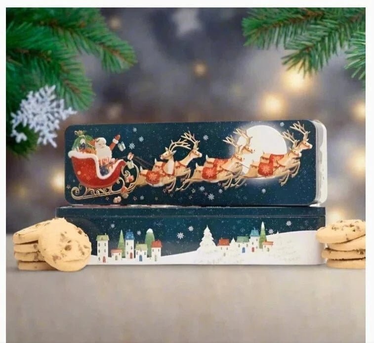 Farmhouse Biscuits Christmas Flying Santa Tin - Cookies