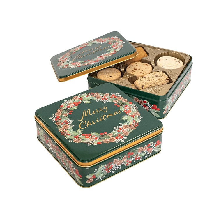 Farmhouse Biscuits Christmas Wreath Tin 14 oz - Cookies