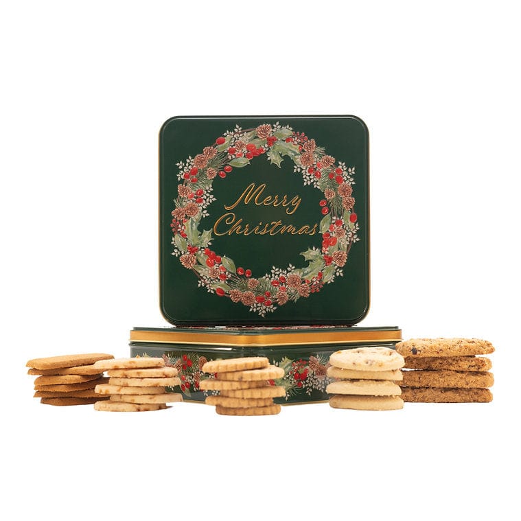 Farmhouse Biscuits Christmas Wreath Tin 14 oz - Cookies