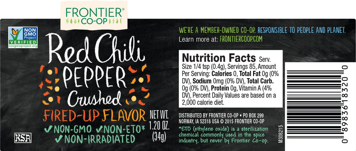 Frontier Co-Op Crushed Red Chili Peppers 1.2 oz - Spices