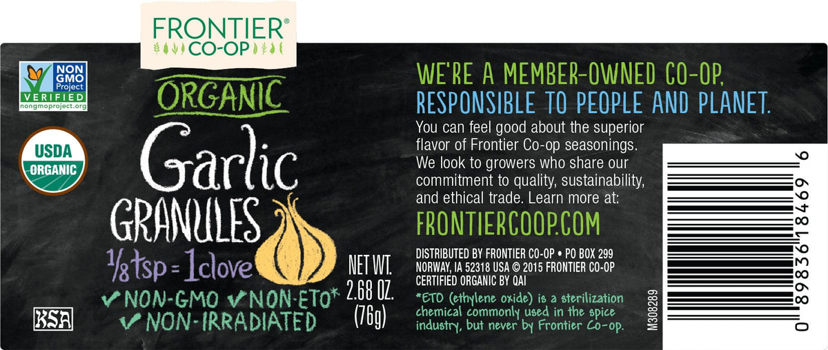 Frontier Co-Op Organic Garlic Granules 2.68 oz - Spices