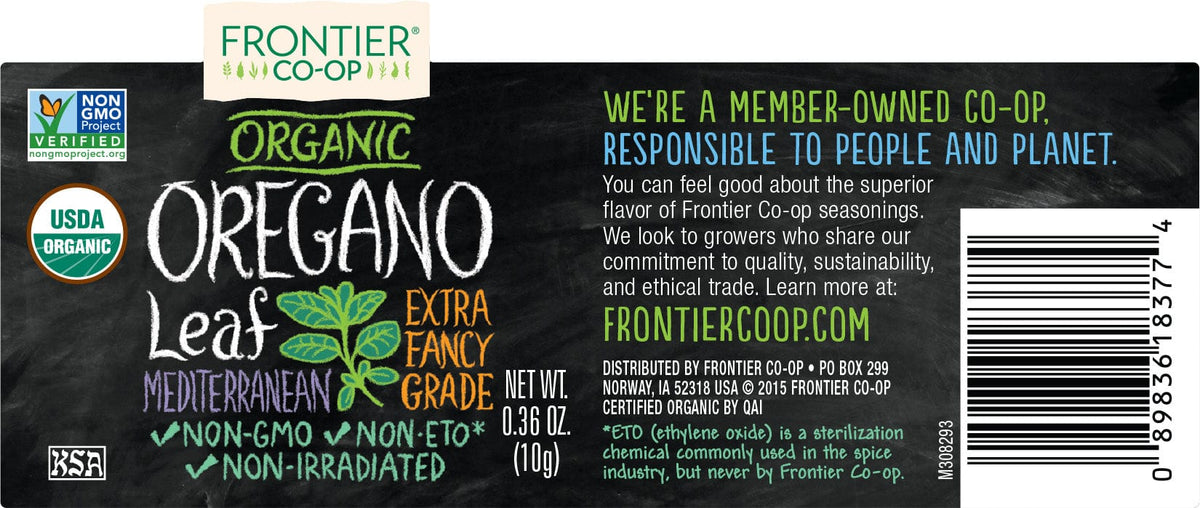 Frontier Co-Op Organic Oregano Leaf .36 oz - Spices