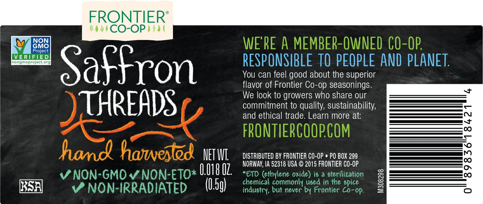 Frontier Co-Op Saffron .5g - Spices