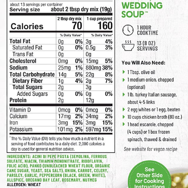 Frontier Soups Little Italy Wedding Soup 7 oz - Soup