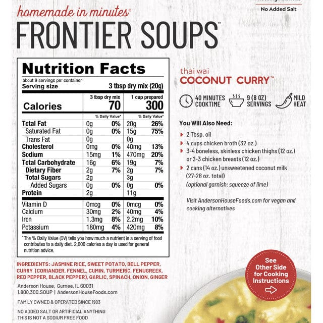 Frontier Soups Thai Wai Coconut Curry 6.5 oz - Soup