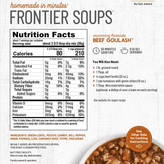 Frontier Soups Wyoming Fireside Beef Goulash - Soup