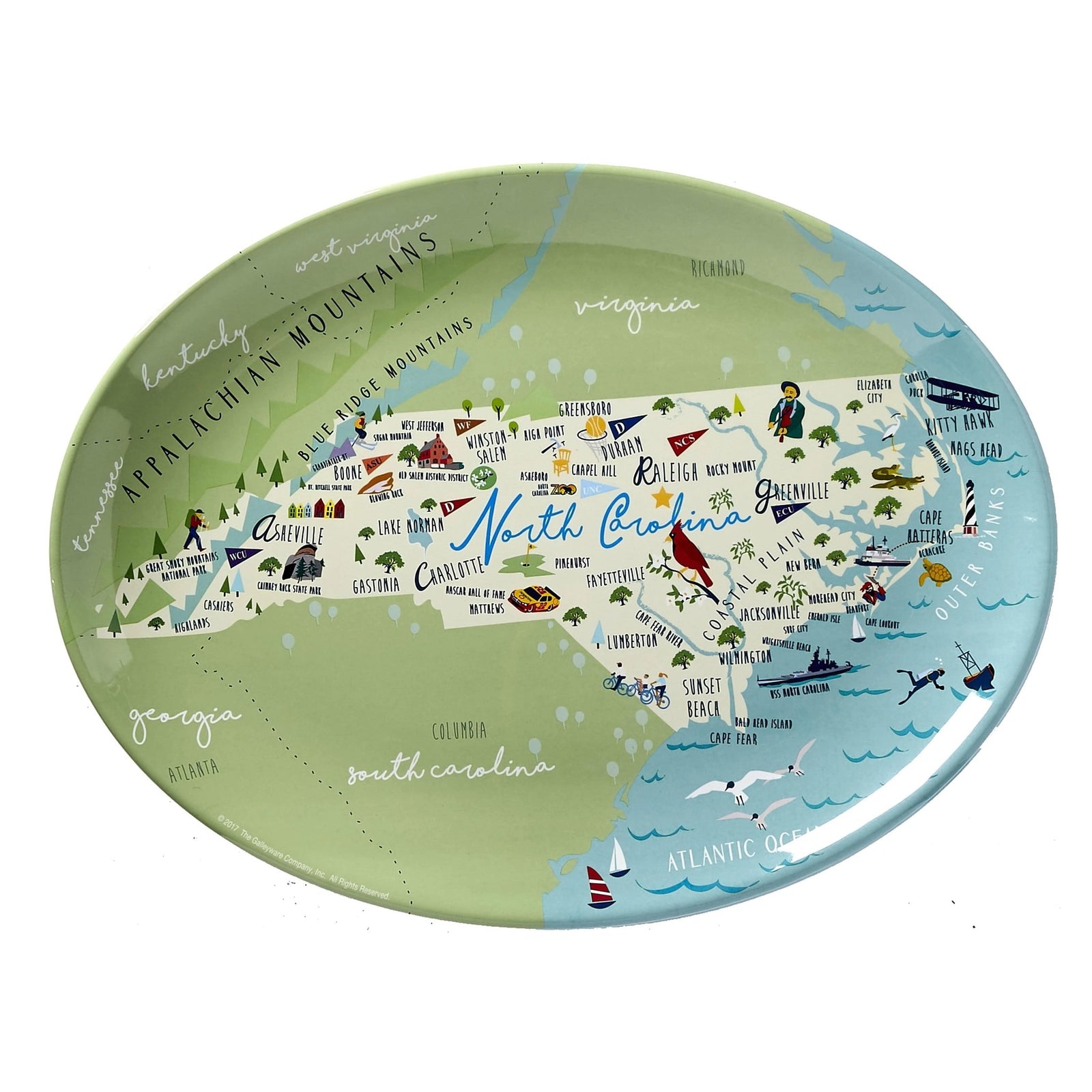 Galleyware North Carolina Oval Platter - North Carolina Gifts