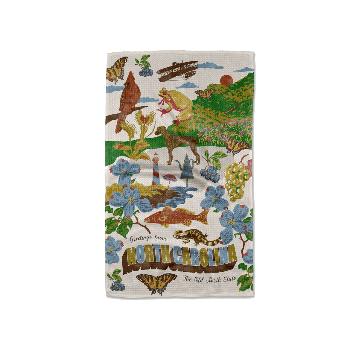 Greetings From North Carolina Tea Towel - North Carolina Gifts