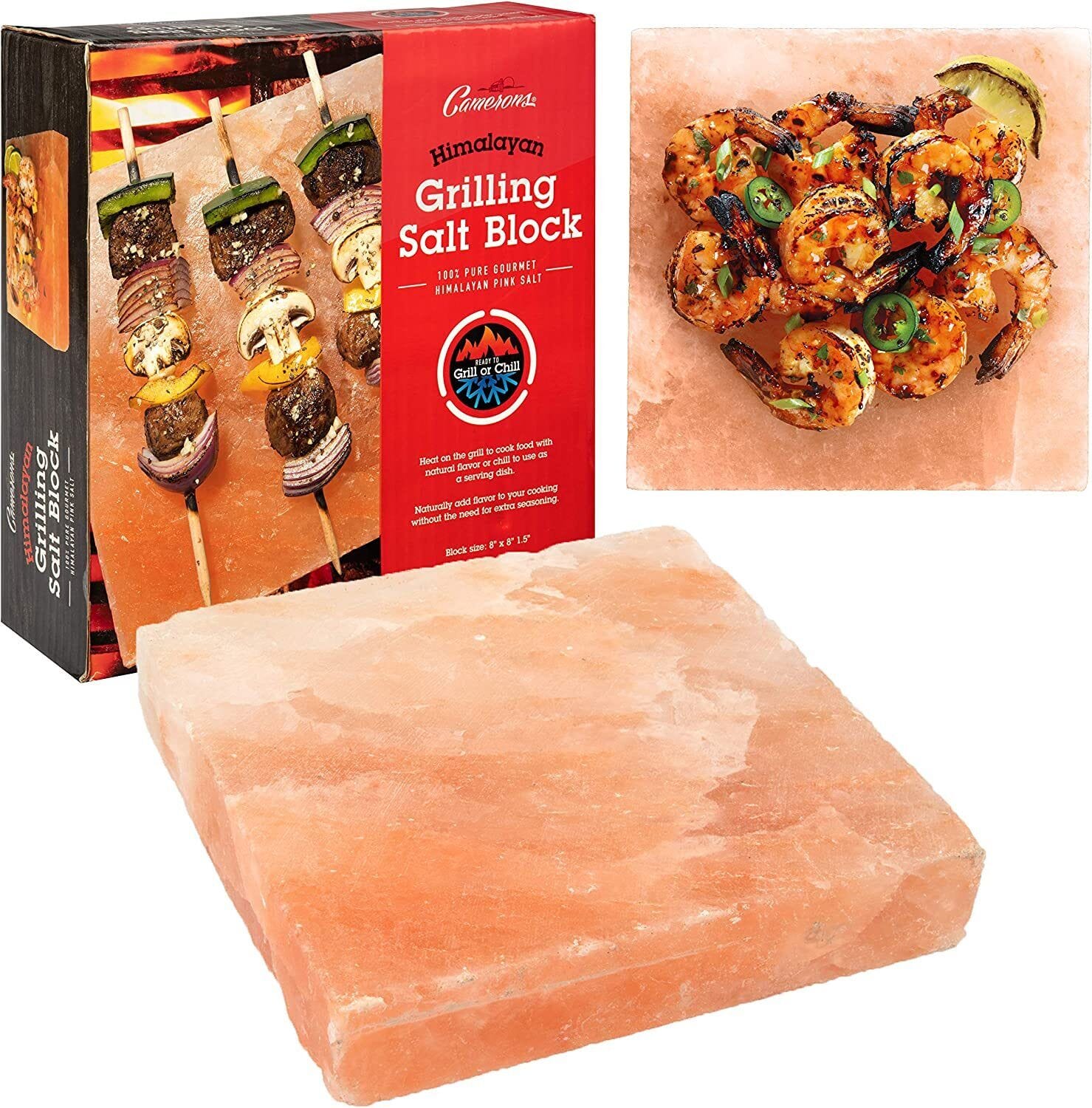 Himalayan Salt Block for Grilling (Large 8 x 8) - FDA Approved All Natural Cooking Slab