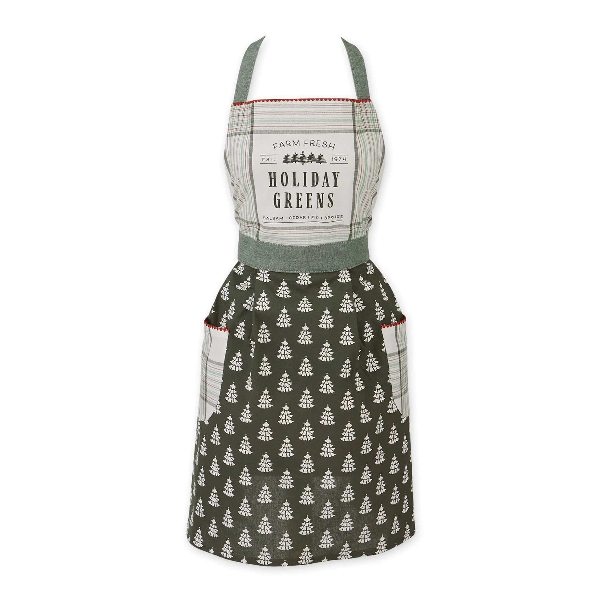 Design Import Holiday Greens Printed Apron