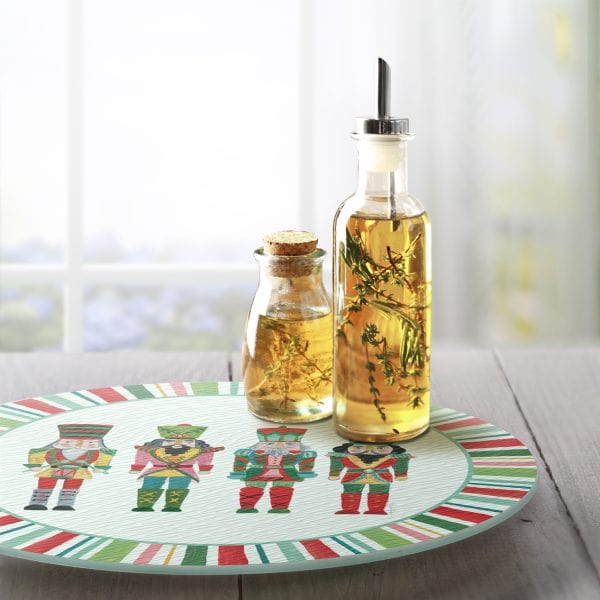 CounterArt Holiday Nutcrackers – Glass Lazy Susan