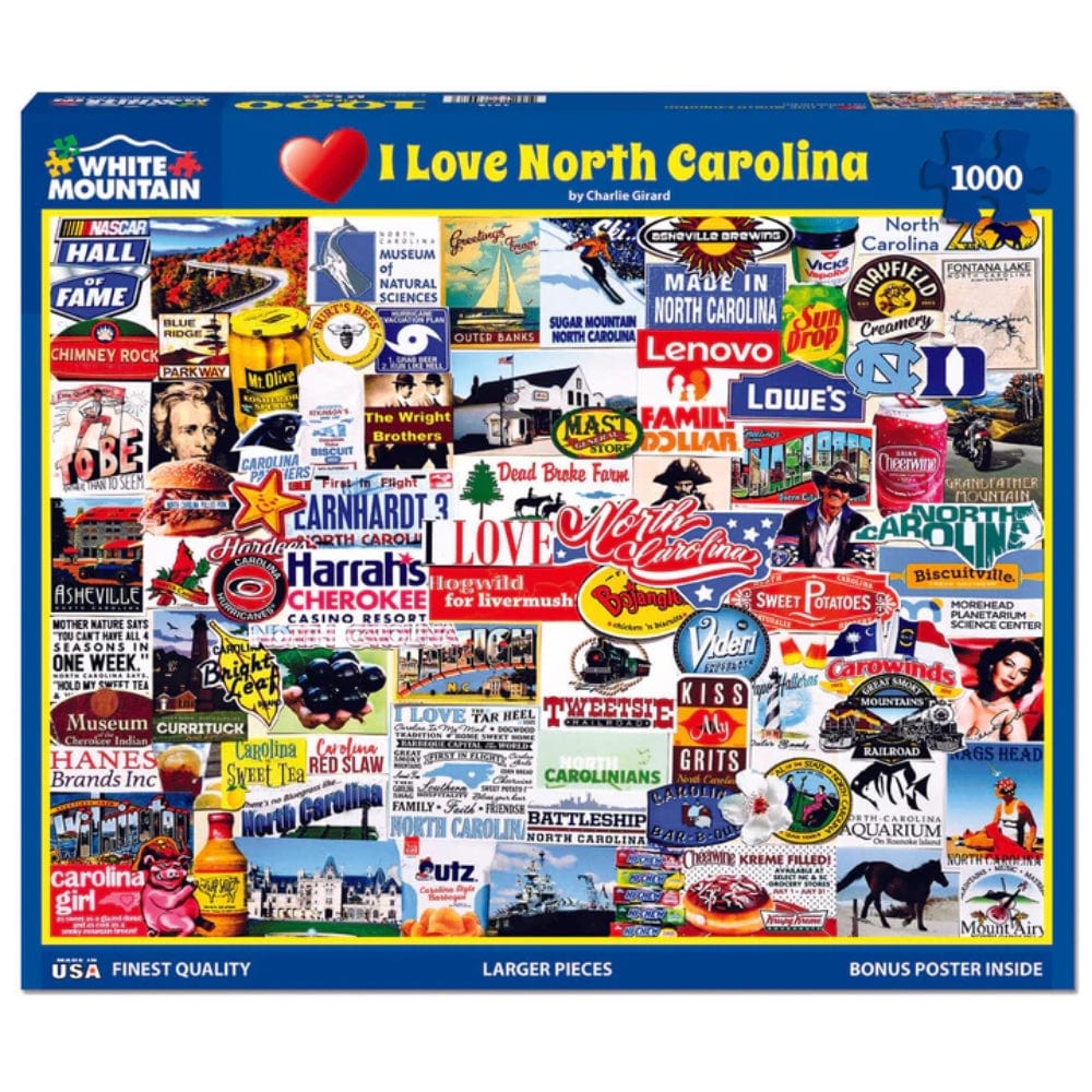 I Love North Carolina 1000 Piece Puzzle - North Carolina Gifts