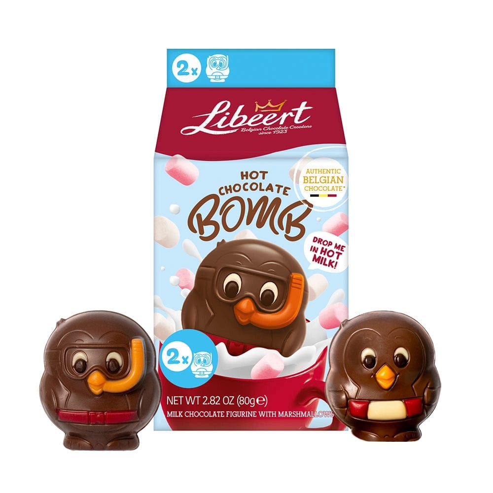 Southern Season Libeert Milk Chocolate Penguin Hot Cocoa Bomb with Triple Chocolate Pearls