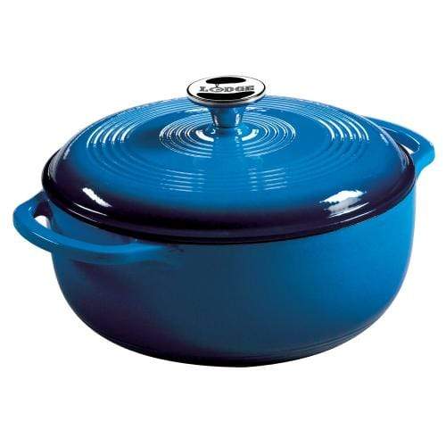Lodge Color Enamel Cast Iron 4.5 qt. Dutch Oven - Caribbean Blue - Cast Iron Cookware
