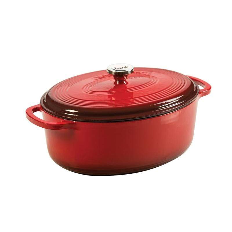 Lodge Color Enamel Cast Iron 7 qt Oval Dutch Oven - Island Spice Red - Cast Iron Cookware