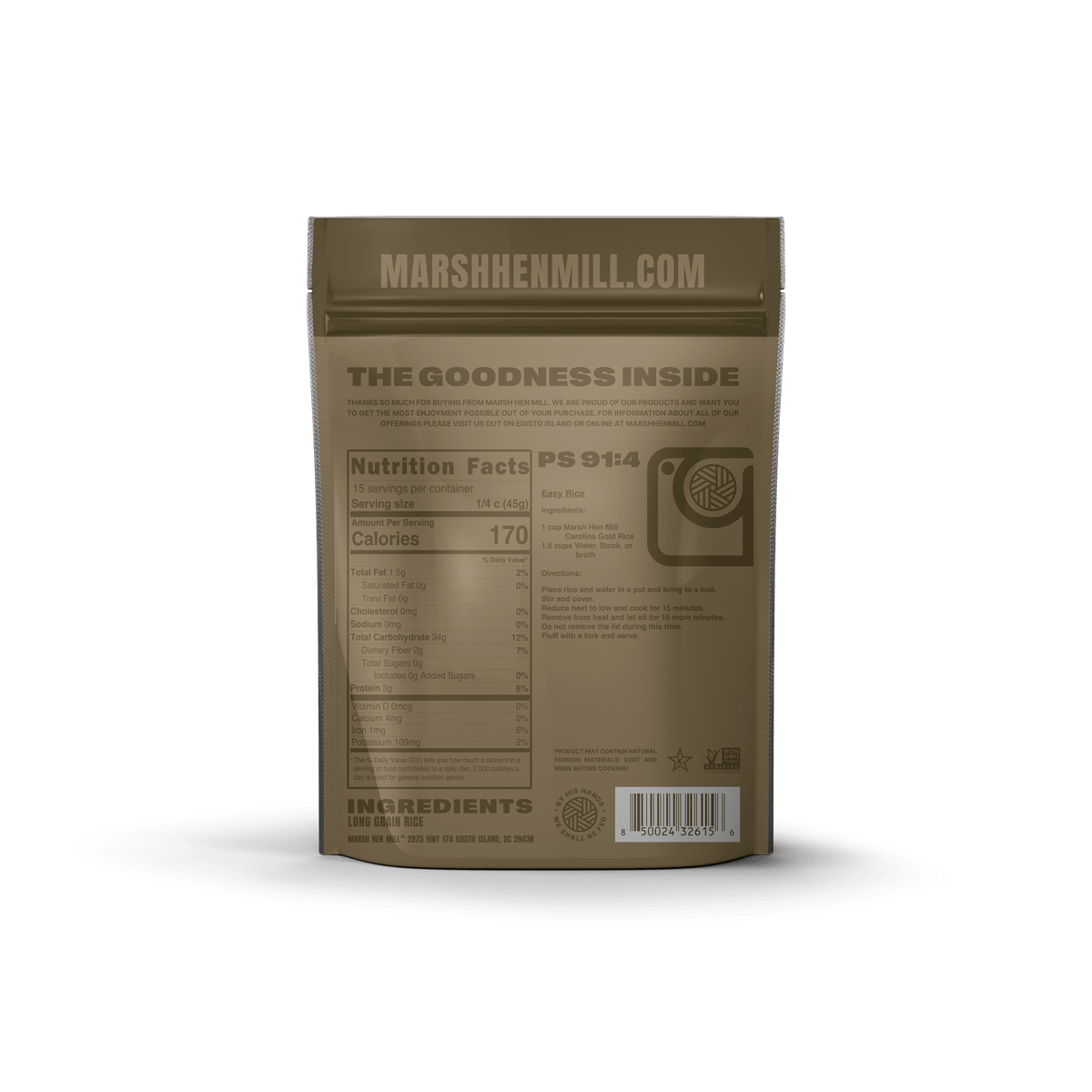 Marsh Hen Mill Carolina Gold Rice 1.5 lbs - Grains & Cereal