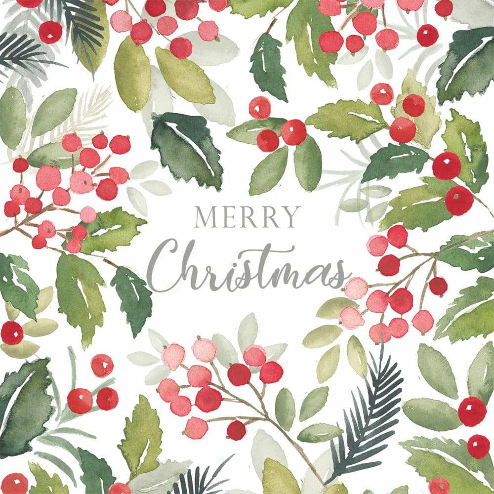 PaperProductsDesign Merry Berries White Beverage Napkins