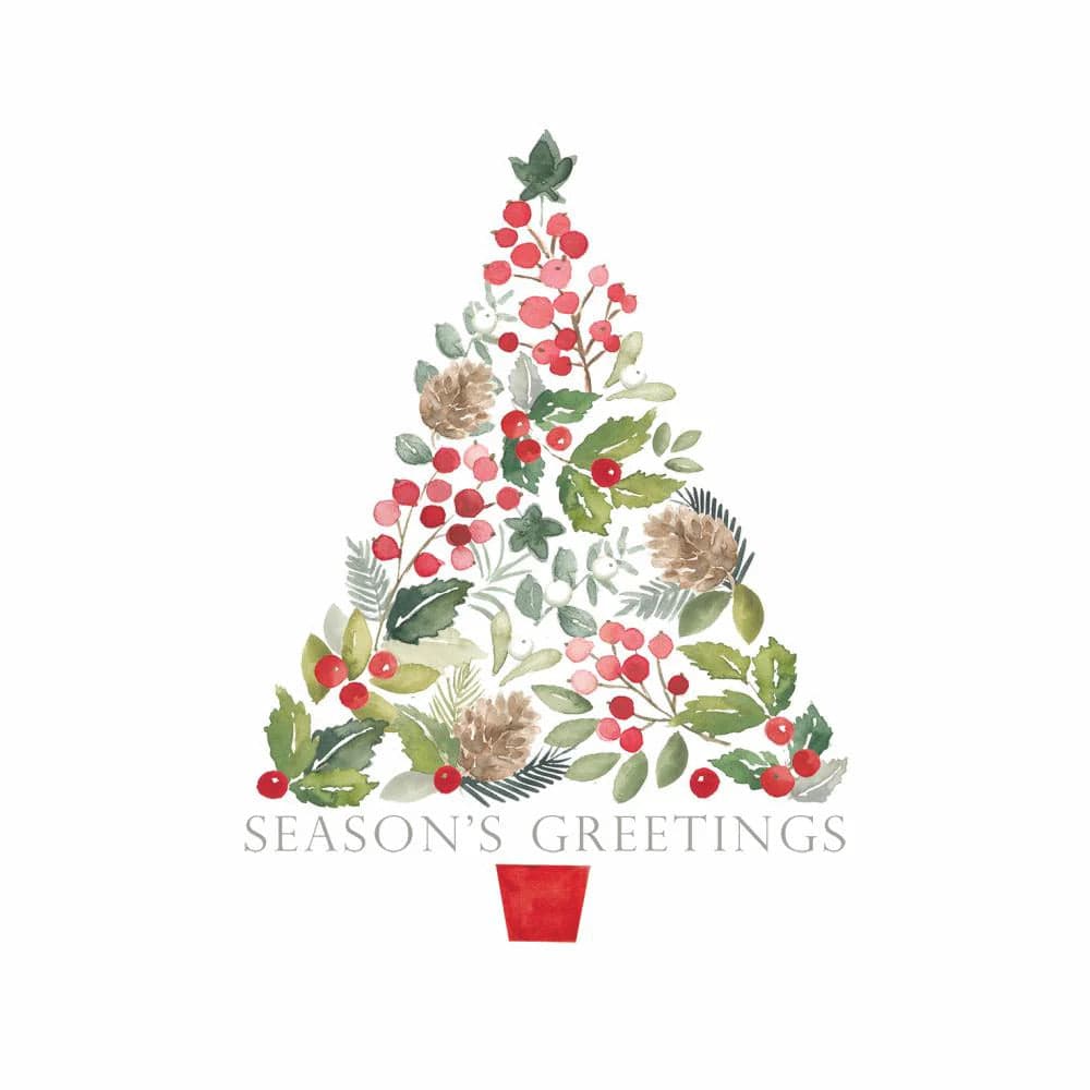 PaperProductsDesign Merry Greetings, white Beverage Napkins