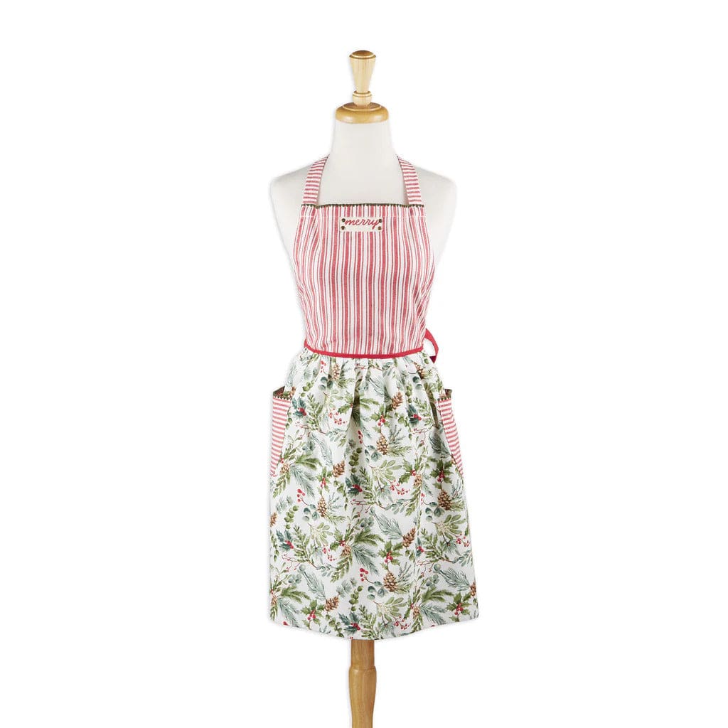 Design Import Merry Holiday Sprigs Printed Apron