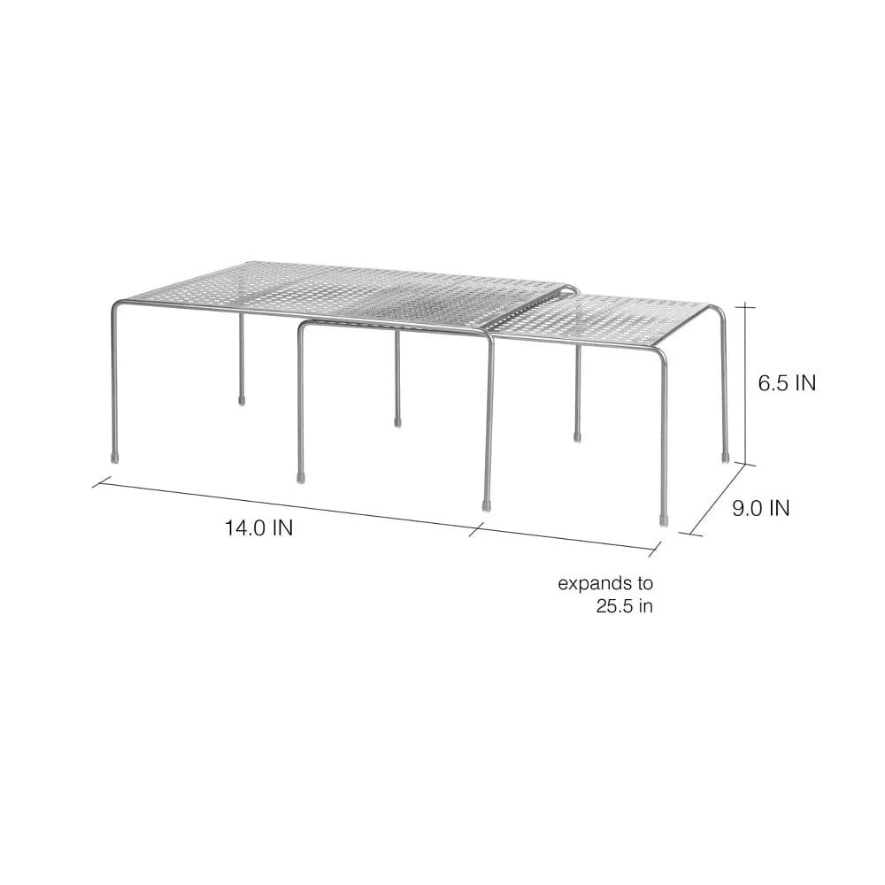 Metal Cabinet Shelve Expandable & Stackable Shelving System Silver - Cabinet Organization