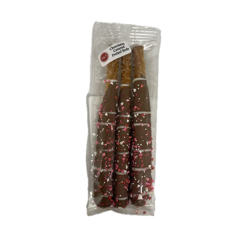 E&A Candies Milk Chocolate Valentine's Day Pretzel Rods 3 pk